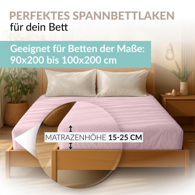 Fein-Jersey Bettlaken 180x200 - 200x200 cm aus 100% Baumwolle – Rosa