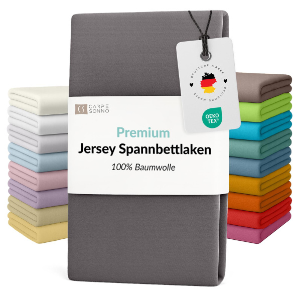 Fein-Jersey Bettlaken 140x200 - 160x200 cm aus 100% Baumwolle – Graphit