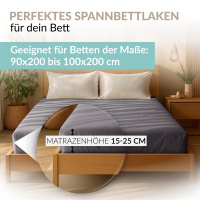Fein-Jersey Bettlaken 180x200 - 200x200 cm aus 100% Baumwolle – Graphit