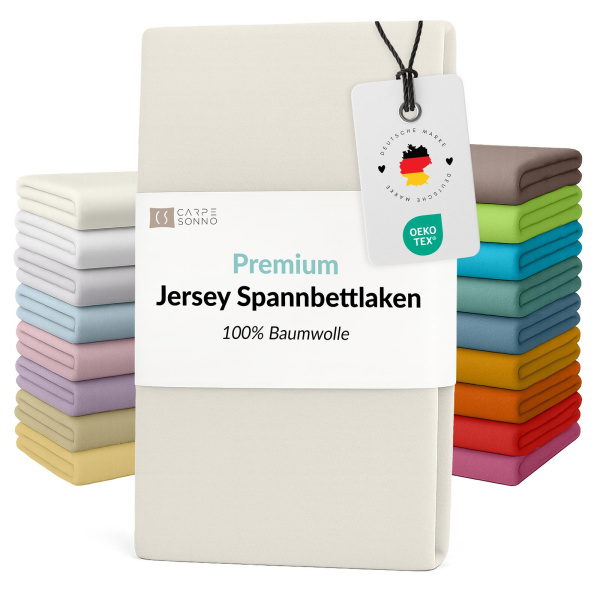 Fein-Jersey Bettlaken 90x200 - 100x200 cm aus 100% Baumwolle – Creme