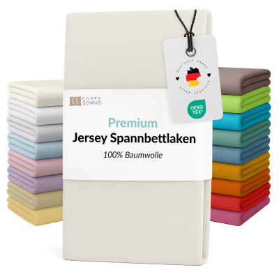 Fein-Jersey Bettlaken 90x200 - 100x200 cm aus 100% Baumwolle – Creme