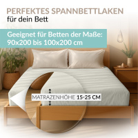 Fein-Jersey Bettlaken 90x200 - 100x200 cm aus 100% Baumwolle – Creme