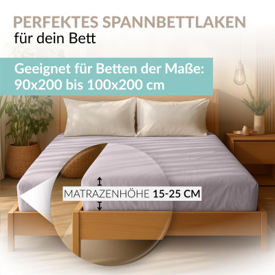 Fein-Jersey Bettlaken 140x200 - 160x200 cm aus 100% Baumwolle – Platin