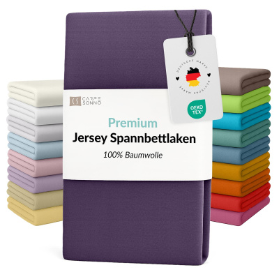 Fein-Jersey Bettlaken 180x200 - 200x200 cm aus 100% Baumwolle – Violett