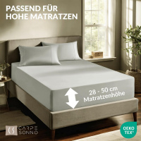 Jersey Spannbettlaken Boxspringbett 90x200 - 100x200 cm aus 100% Baumwolle – Hellgrau