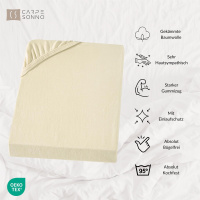 Jersey Spannbettlaken Boxspringbett 180x200 - 200x200 cm aus 100% Baumwolle – Creme