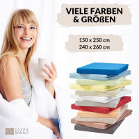 Linon Betttuch aus 100% Baumwolle ohne Gummizug Weiß 240 x 260 cm