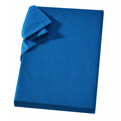 Linon Betttuch aus 100% Baumwolle ohne Gummizug Royalblau 240 x 260 cm