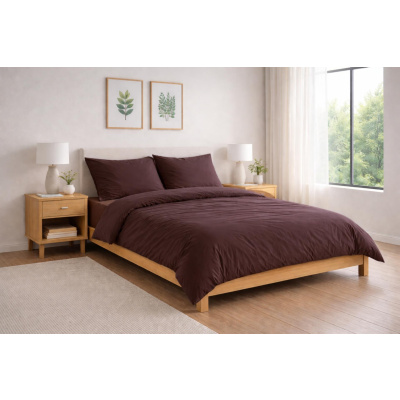 Mako-Satin Bettwäsche 135x200 cm aus 100% Baumwolle – Uni Braun