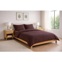 Mako-Satin Bettwäsche 135x200 cm aus 100% Baumwolle – Uni Braun