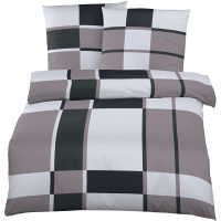 Mako Satin Bettwäsche Grata Gris aus 100% Baumwolle 240cm x 220cm + 2x (80cm x 80cm)