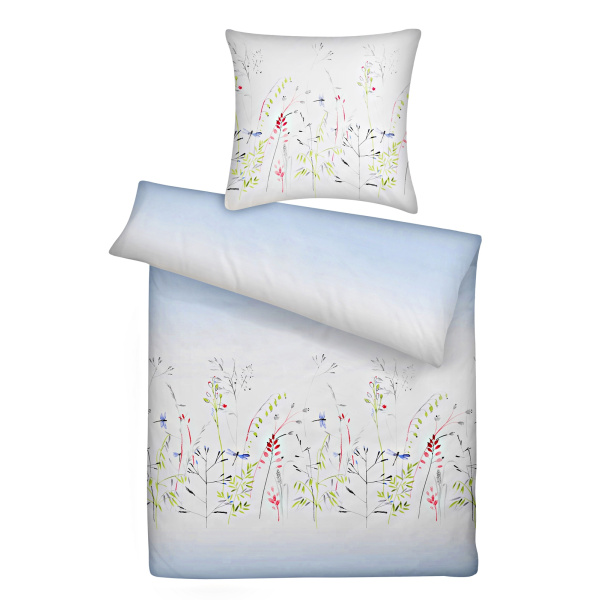 Mako Satin Bettwäsche Libelle Blau aus 100% Baumwolle