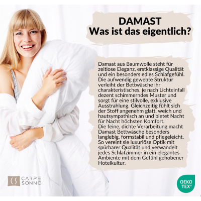Damast Bettwäsche "Premium" aus 100% Baumwolle - Weiß Streifen 135cm x 200cm + 1x (80cm x 80cm)