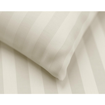 Mako Brokat Damast Bettwäsche Blockstreifen Creme aus 100% Baumwolle 155cm x 220cm + 1x (80cm x 80cm)