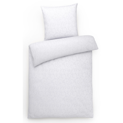 Damast Bettwäsche aus 100% Baumwolle - Ornamente Modern Weiß