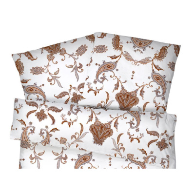 Mako Satin Bettwäsche Paisley Gold aus 100% Baumwolle