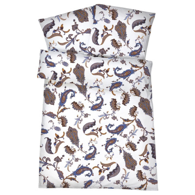 Mako Satin Bettwäsche Paisley Blau aus 100% Baumwolle