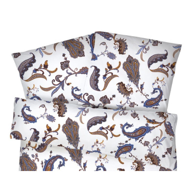 Mako Satin Bettwäsche Paisley Blau aus 100% Baumwolle