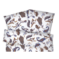 Mako Satin Bettwäsche Paisley Blau aus 100% Baumwolle