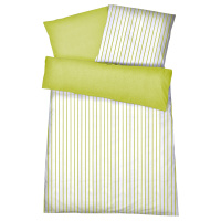 Mako Satin Wendebettwäsche Streifen Melange Grün aus 100% Baumwolle