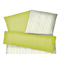 Mako Satin Wendebettwäsche Streifen Melange Grün aus 100% Baumwolle