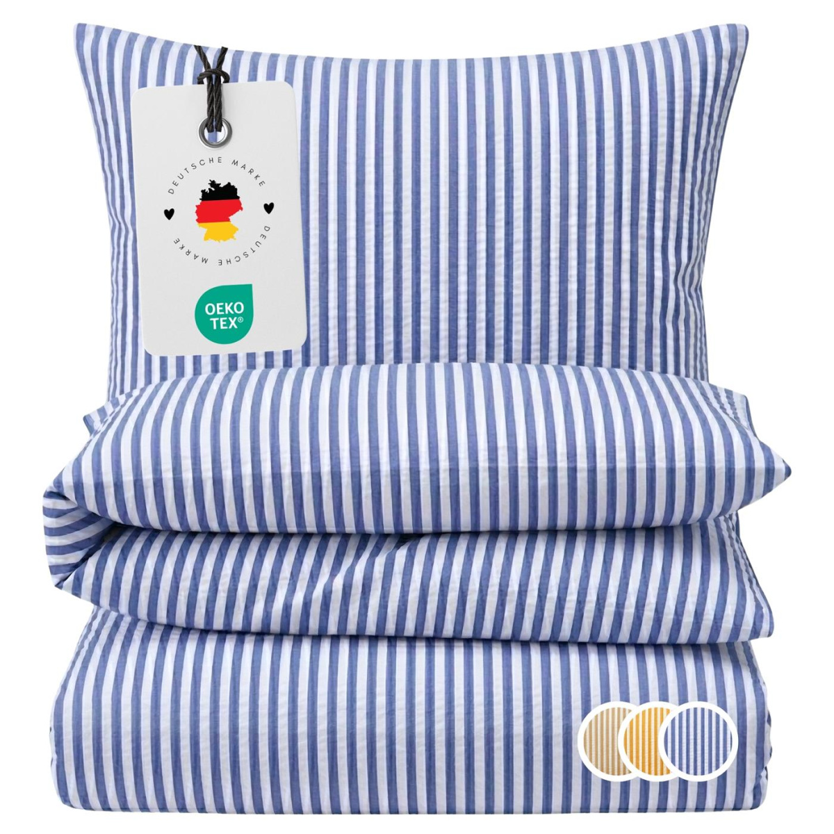 Seersucker Bettwäsche 135x200 cm aus 100% Baumwolle...
