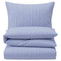 Seersucker Bettwäsche 155x220 cm aus 100% Baumwolle – Streifen Blau
