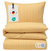 Seersucker Bettwäsche 135x200 cm aus 100% Baumwolle – Streifen Gelb