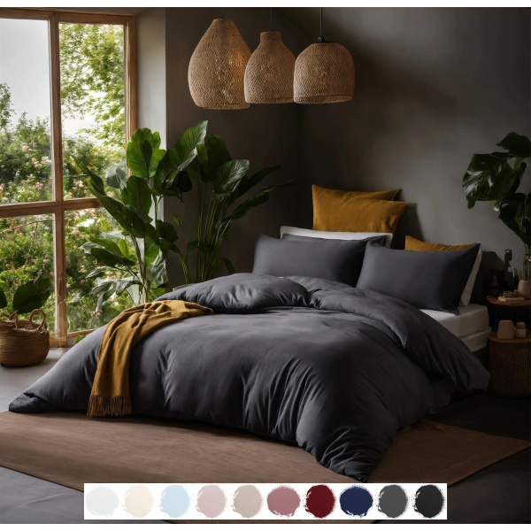 Interlock-Jersey Bettwäsche 135x200 cm aus 100% Baumwolle – Anthrazit