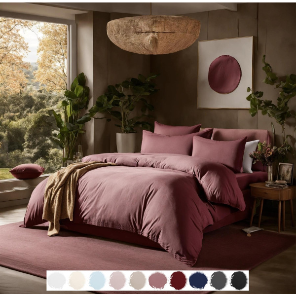 Interlock-Jersey Bettwäsche 135x200 cm aus 100% Baumwolle – Rosenholz Uni