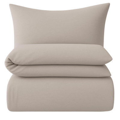 Interlock-Jersey Bettwäsche 135x200 cm aus 100% Baumwolle – Kiesel Uni