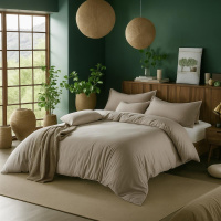 Interlock-Jersey Bettwäsche 135x200 cm aus 100% Baumwolle – Kiesel Uni