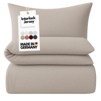 Interlock-Jersey Bettwäsche 135x200 cm aus 100% Baumwolle – Kiesel Uni