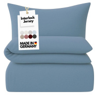 Interlock-Jersey Bettwäsche 155x220 cm aus 100% Baumwolle – Rauchblau
