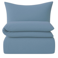 Interlock-Jersey Bettwäsche 155x220 cm aus 100% Baumwolle – Rauchblau
