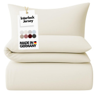 Interlock-Jersey Bettwäsche 155x220 cm aus 100% Baumwolle – Creme Uni