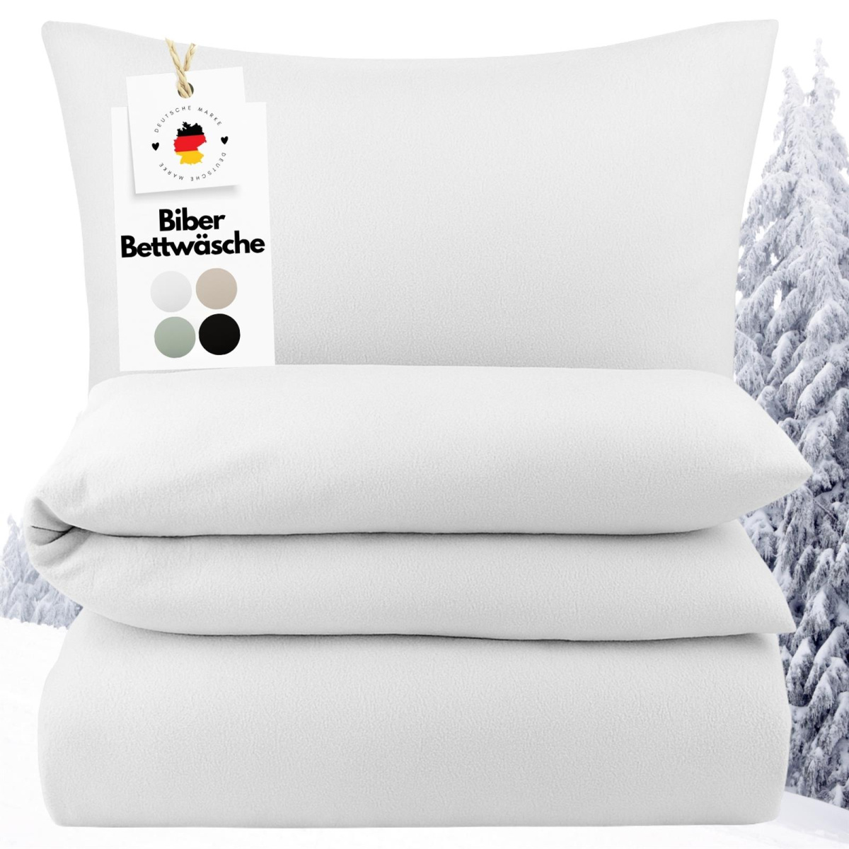 Biber Bettwäsche 135x200 cm aus 100% Baumwolle...