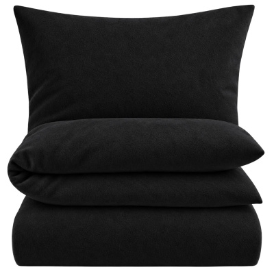 Biber Bettwäsche 155x220 cm aus 100% Baumwolle – Schwarz Uni