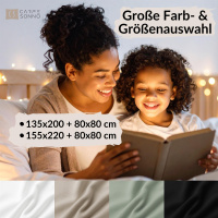Biber Bettwäsche 155x220 cm aus 100% Baumwolle – Schwarz Uni