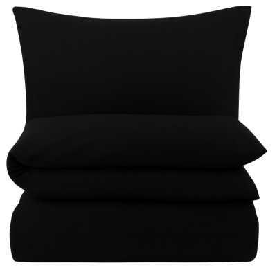 Biber Bettwäsche 155x240 cm aus 100% Baumwolle – Schwarz Uni